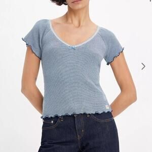 Navy and white striped levis shirt